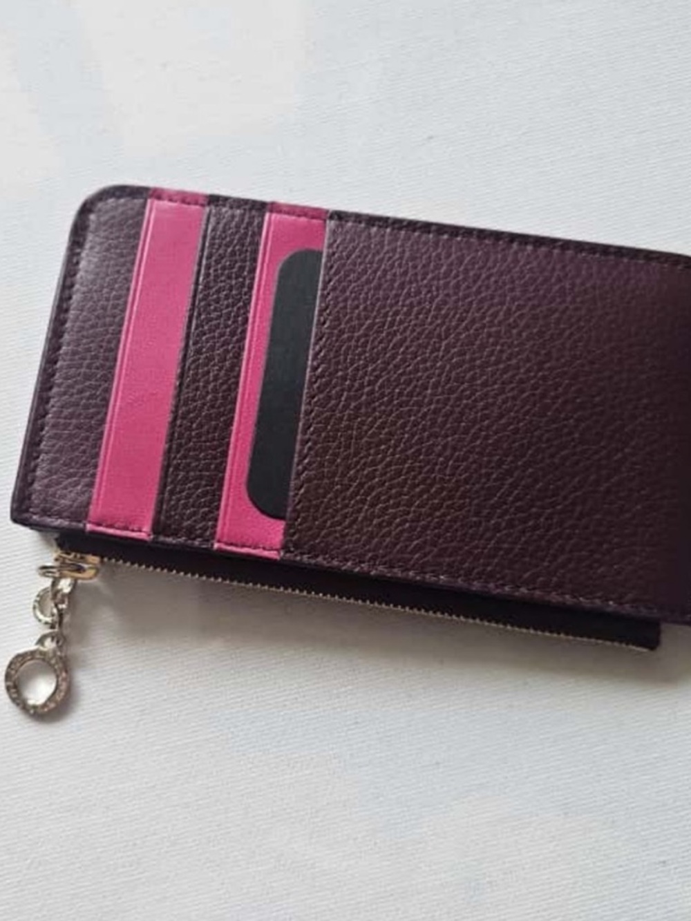 Serpenti Forever Folded Leather Card Holder Wallet Blackberry Purple Pink NWT